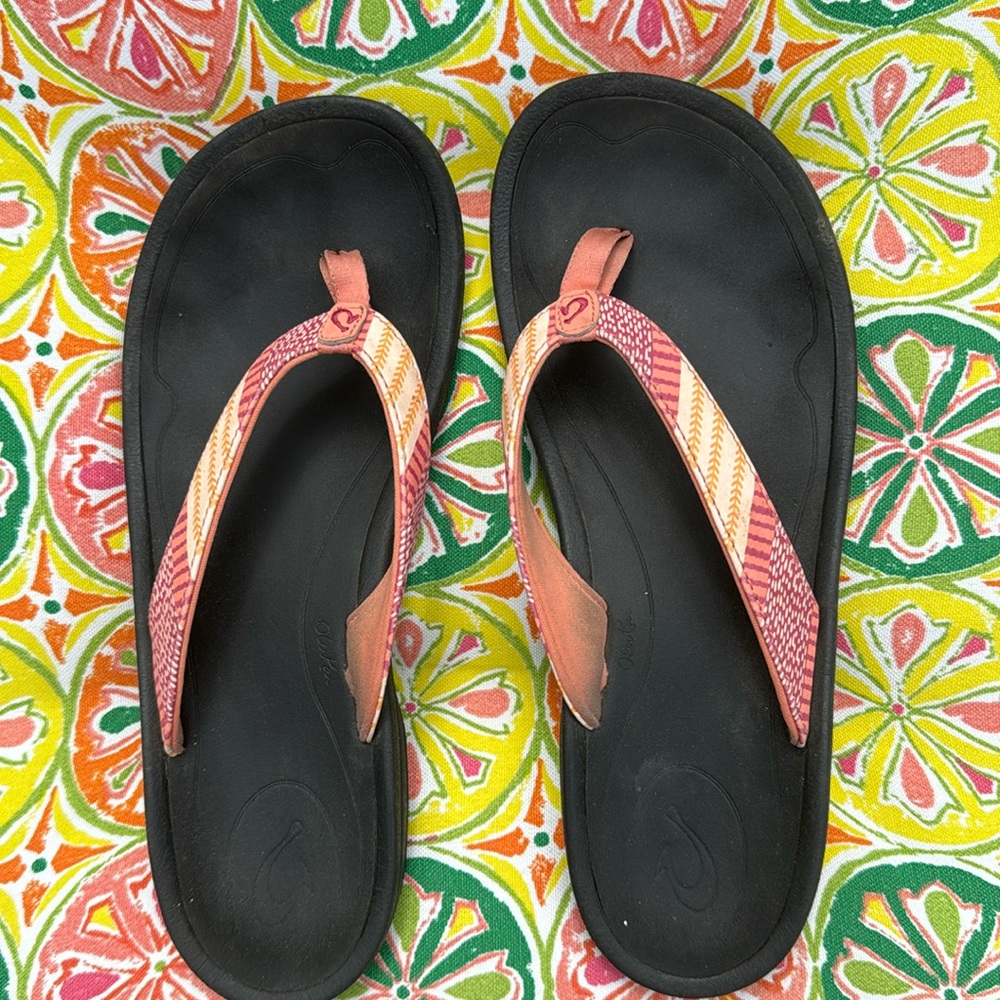OluKai Black and Pink Sandals